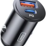 INIU 60W Billaddare [USB C + USB A], PD & QC 3.0 Snabbladdning USB-Adapter
