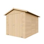 Trägarage - Förråd med fönster - H222x244x320 cm/ 6 m² - Panelkonstruktion av naturligt trä - Trädgårdsverkstad - Bil och redskapsbod - TIMBELA M105