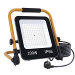 Fosingut LED Byggspotlight 100W,Superljus LED Arbetsbelysning med vikbart Stativ och 2m Kabel,6500K Kallvit IP66 Vattentät Strålkastare Utomhus för Byggarbetsplatser,Verkstad,Garage,Akut reparation